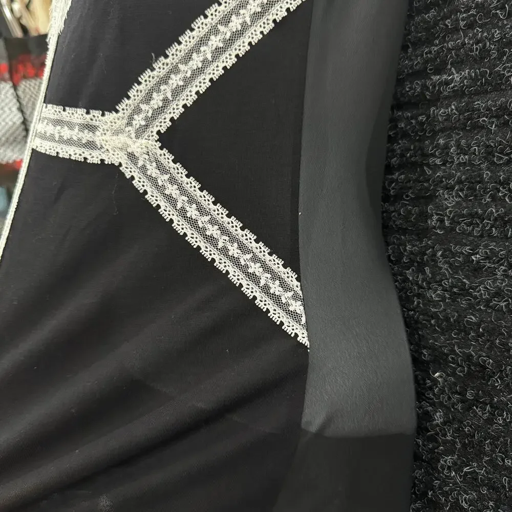 Karen Millen White Lace Tank Top Size 2 Romantic Sheer Black - Picture 8 of 10